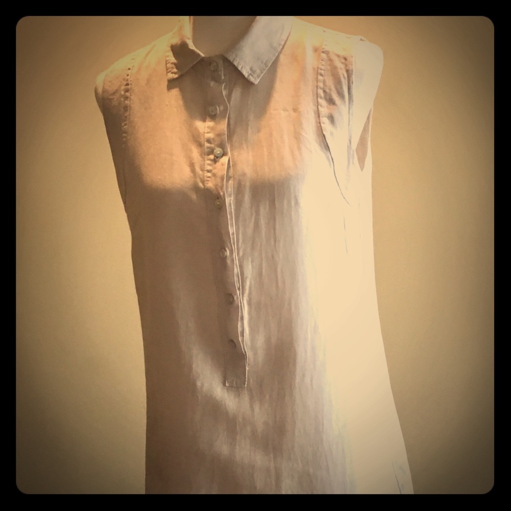 Sleeveless Shirt Dress, 100% Linen
